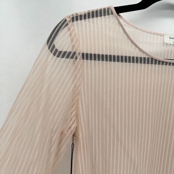NWT Aritzia Babaton Humbert Blouse Womens XS‎ Sheer Lace Mesh Pink Coquette Boho - Picture 2 of 12